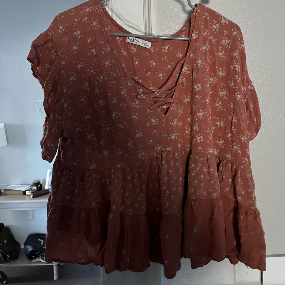 Arizona Jean Company Shirt Women Floral Multicolored